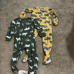 Kids One Piece Pajamas - Green and Yellow